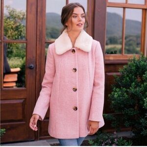 Gal Meets Glam Eloise Pink and Cream Houndstooth check Coat